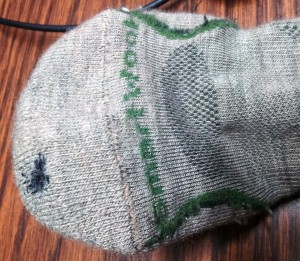 Outside of the Smartwool sock after repair