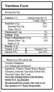 Peanut Butter Banana Backpacker Puck Nutrition